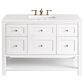 James Martin Breckenridge 48" Single Bathroom Vanity in Bright White with 3 cm White Zeus Quartz Top and Rectangular Sink, , large