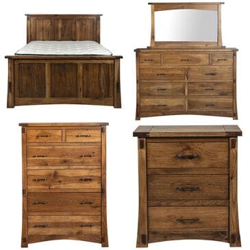 Briarwood LLC Jack and Jill 5 Piece Queen Bedroom Set in Rustic Hickory Cappuccino, , large