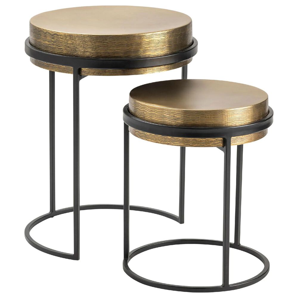 Crestview Collection Hudson Nesting Tables in Antique Brass and Black (Set of 2), , large