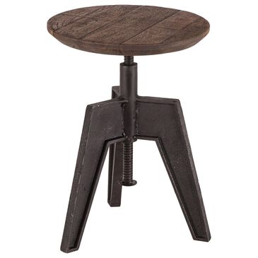 Home Trends & Design Carnegie 15" Adjustable Stool in Bandsaw Teak and Matte Black, , large