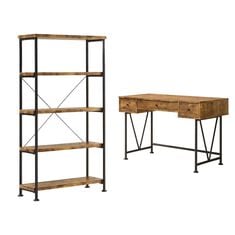 Pacific Landing Bookcase and Desk in Antique Nutmeg