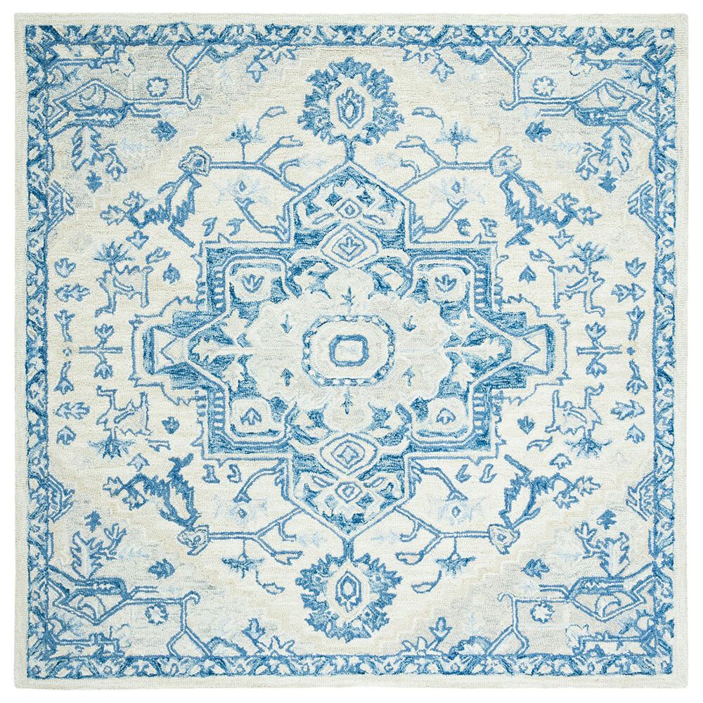 Safavieh Micro-Loop 7" Square Ivory and Blue Area Rug, , large