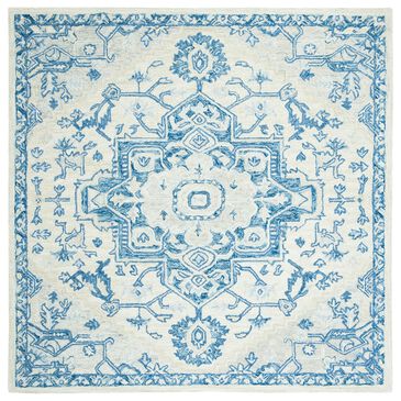 Safavieh Micro-Loop 7" Square Ivory and Blue Area Rug, , large