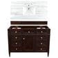 James Martin Brittany 48" Single Bathroom Vanity in Burnished Mahogany with 3 cm Arctic Fall Solid Surface Top and Rectangle Sink, , large