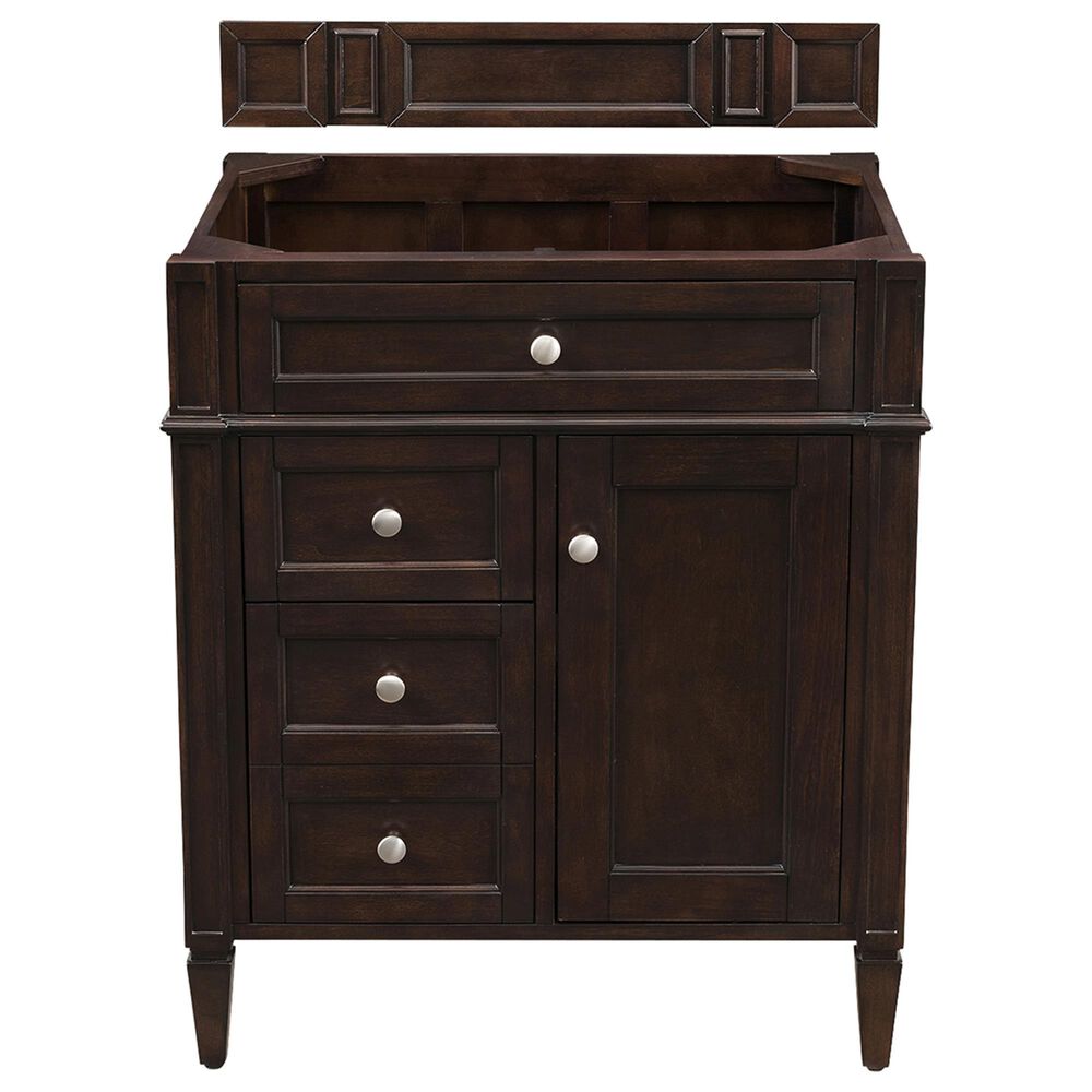 James Martin Brittany 30&quot; Single Bathroom Vanity in Burnished Mahogany with 3 cm Eternal Jasmine Pearl Quartz Top and Rectangle Sink, , large