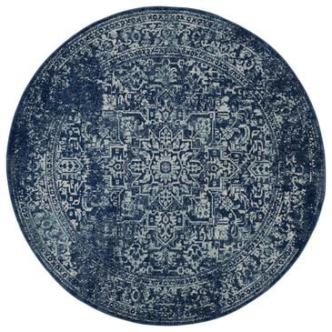 Safavieh Evoke EVK256A 9" Round Navy and Ivory Area Rug, , large