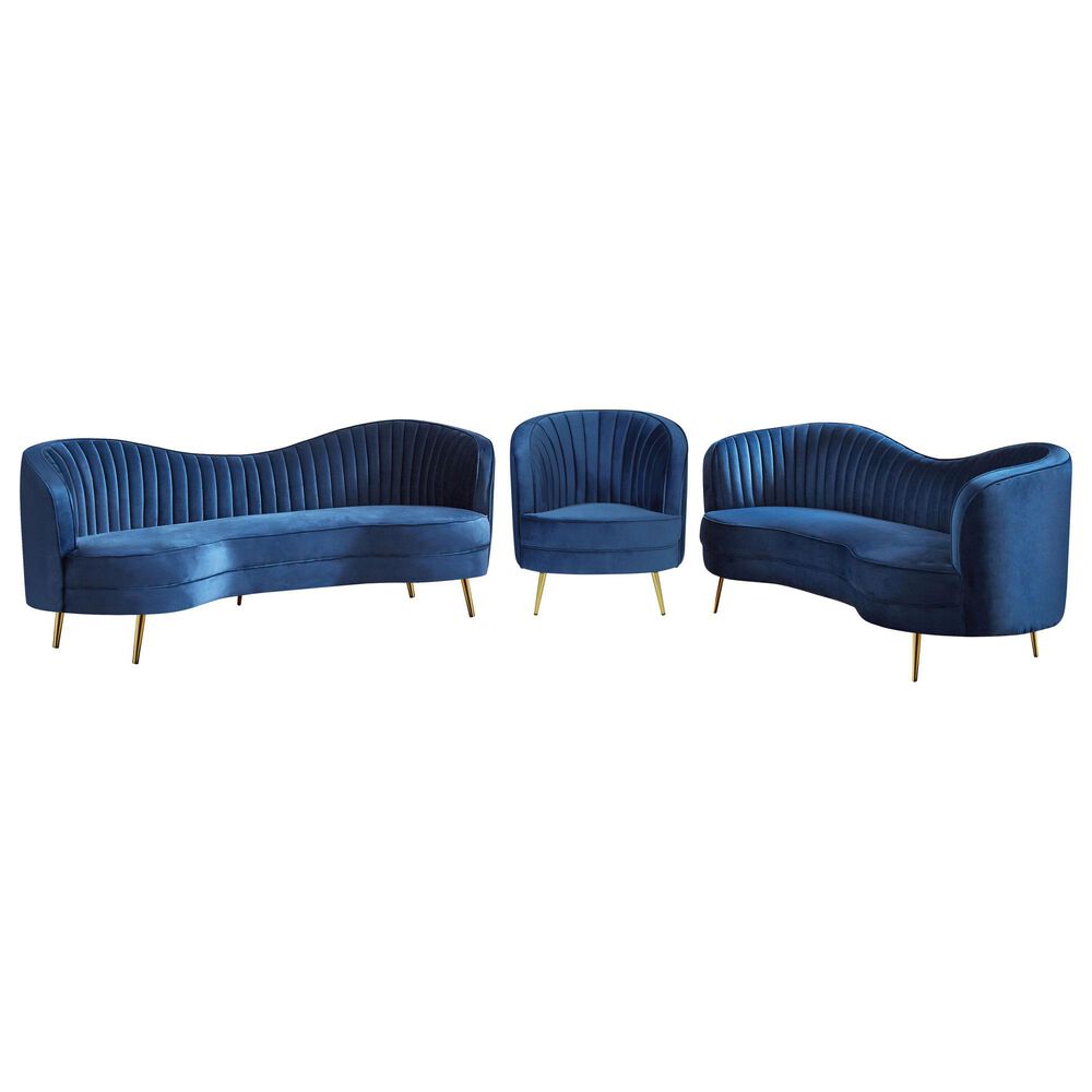 Pacific Landing Sophia 3-Piece Living Room Set in Blue, , large