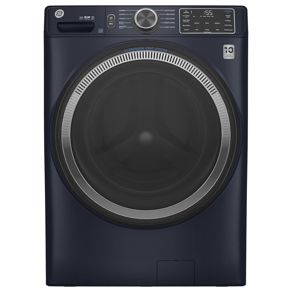GE Appliances 4.8 Cu. Ft. Front Load Washer and 7.8 Cu. Ft. Gas Dryer Laundry Pair in Sapphire Blue, , large