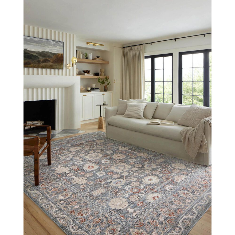 Loloi II Odette 9&#39;2&quot; x 13&#39; Sky and Rust Area Rug, , large