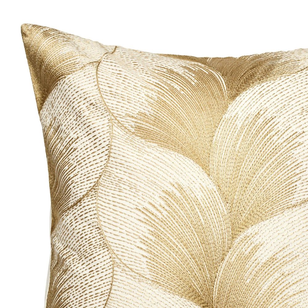 Ann Gish 24&quot; x 24&quot; Fan Throw Pillow in White and Gold, , large