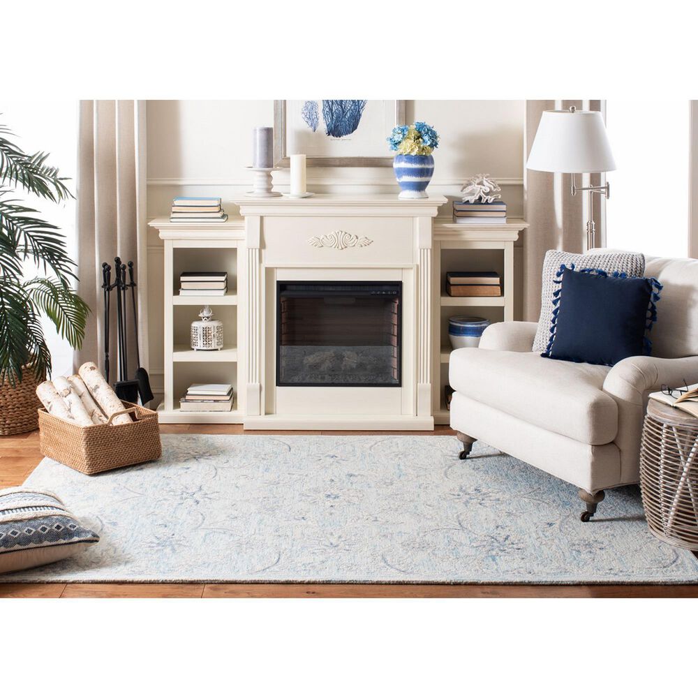 Safavieh Micro-Loop MLP506M 3&#39; x 5&#39; Light Blue and Ivory Area Rug, , large