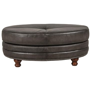 Amax Leather Billingham Leather Oval Sofa Ottoman in Ash, , large
