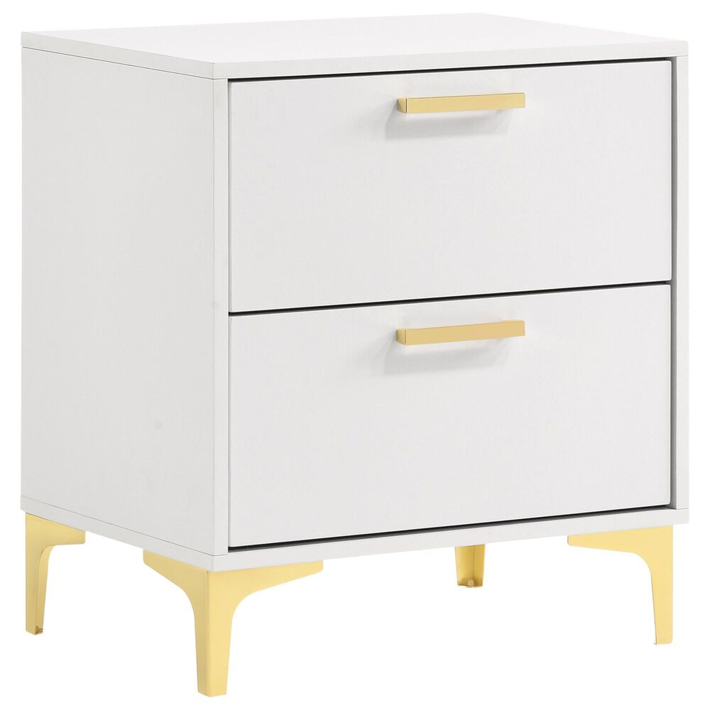 Pacific Landing Kendall 2-Drawer Nightstand in Gold and White, , large