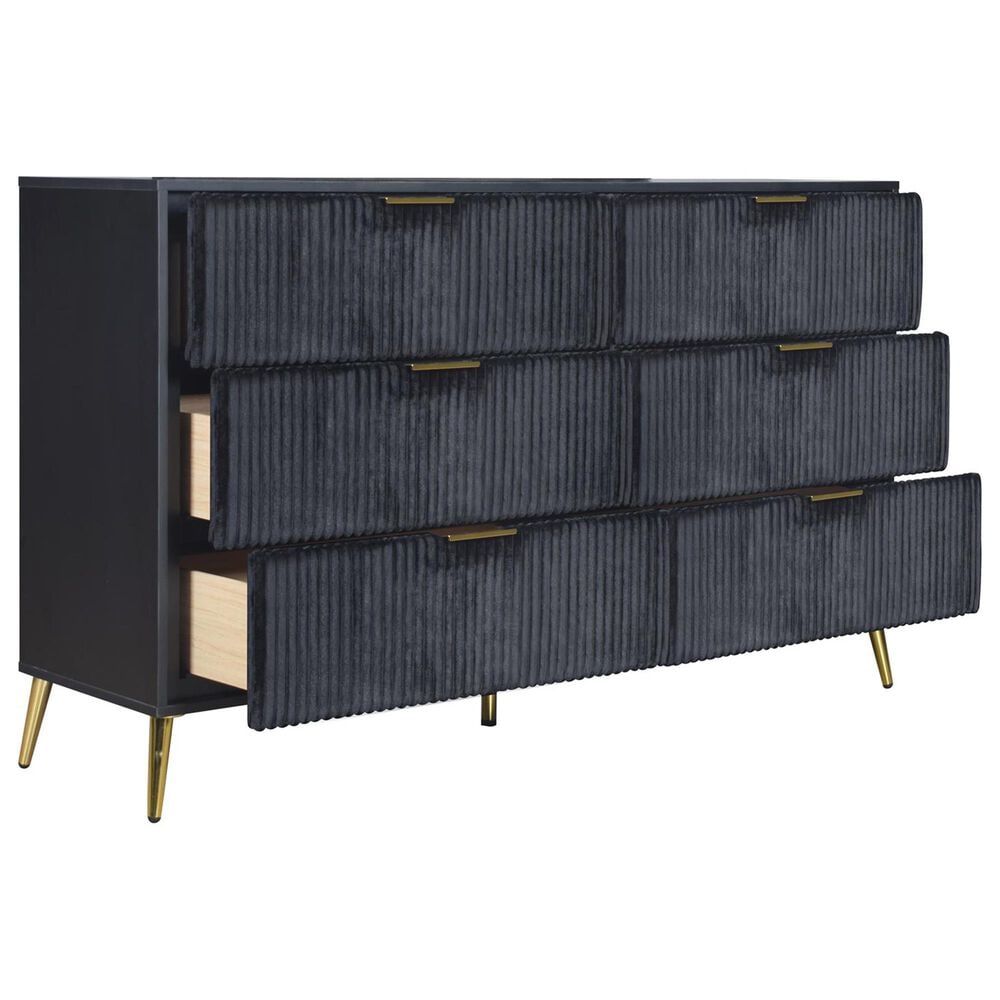New Heritage Design Kailani 6-Drawer Dresser in Black, , large