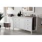 James Martin Palisades 60" Single Bathroom Vanity in Bright White with 3 cm Arctic Fall Solid Surface Top and Rectangular Sink, , large