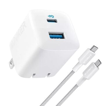 Anker 2-Port 33W Wall Charger with 6" USB-C to USB-C Cable in White, , large
