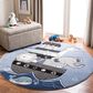 Safavieh Carousel Animals 4" Round Blue and Grey Kids  Area Rug, , large