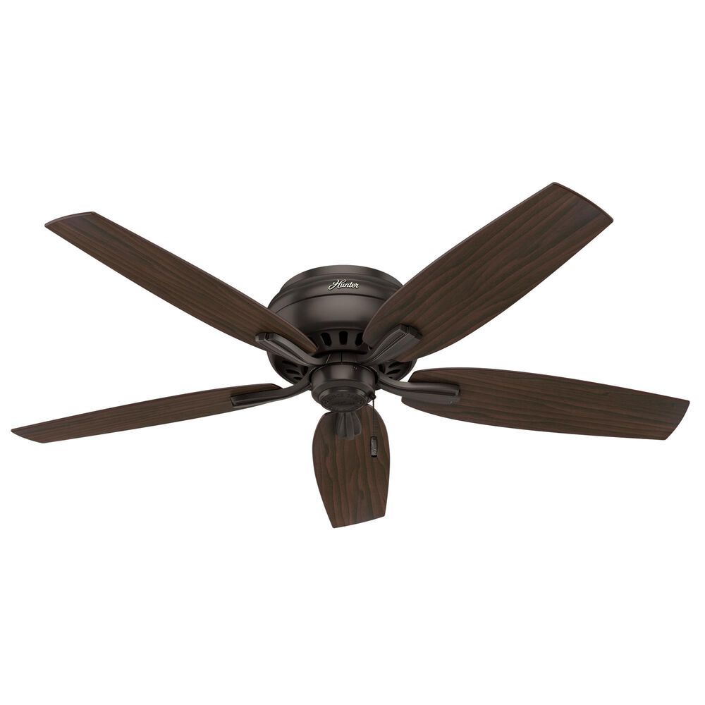 Hunter Newsome Low Profile 52&quot; Ceiling Fan with Lights in Premier Bronze, , large