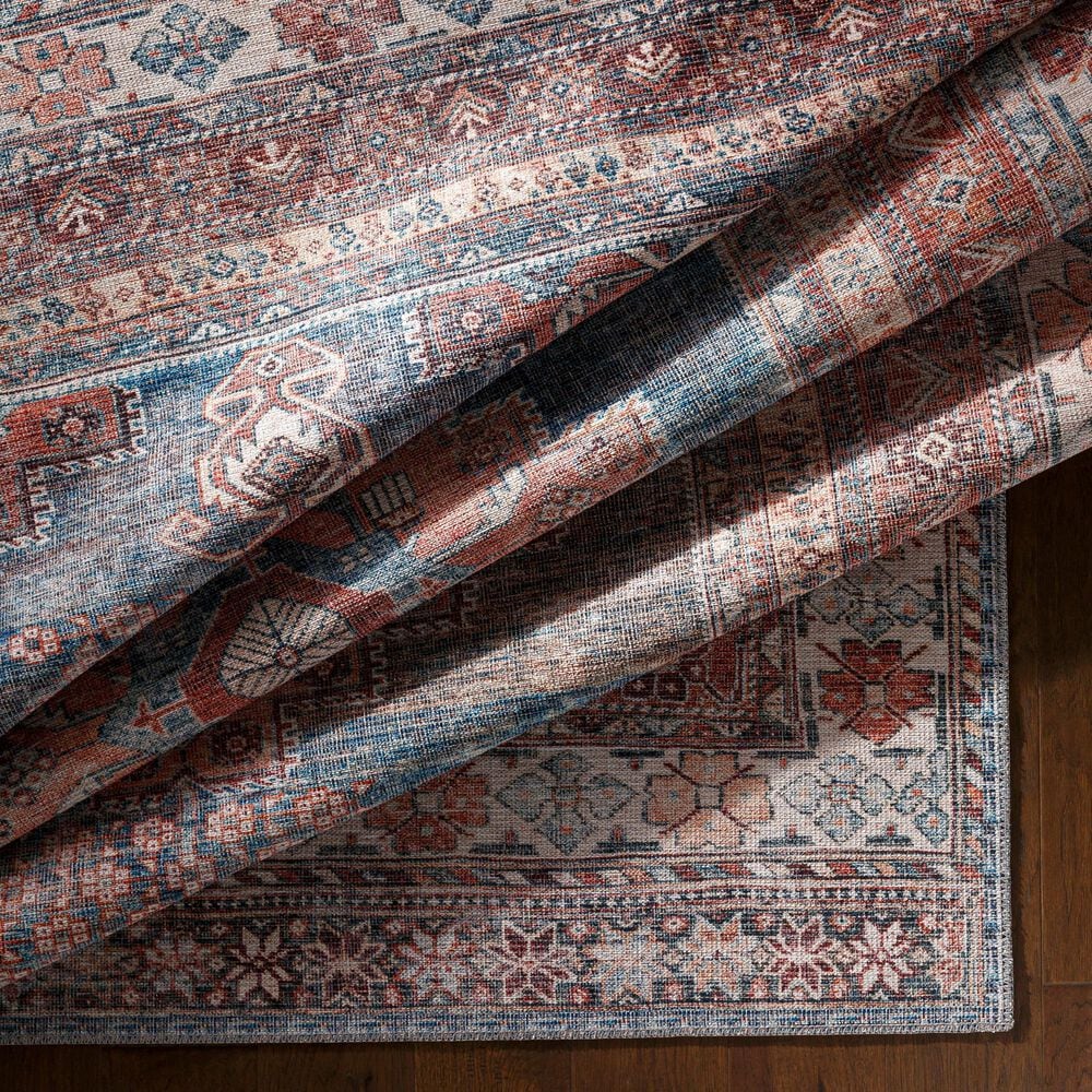 Surya Colin 2&#39;7&quot; x 10&#39; Blue, Dusty Coral, Brick Red, Dark Brown and Cream Runner, , large