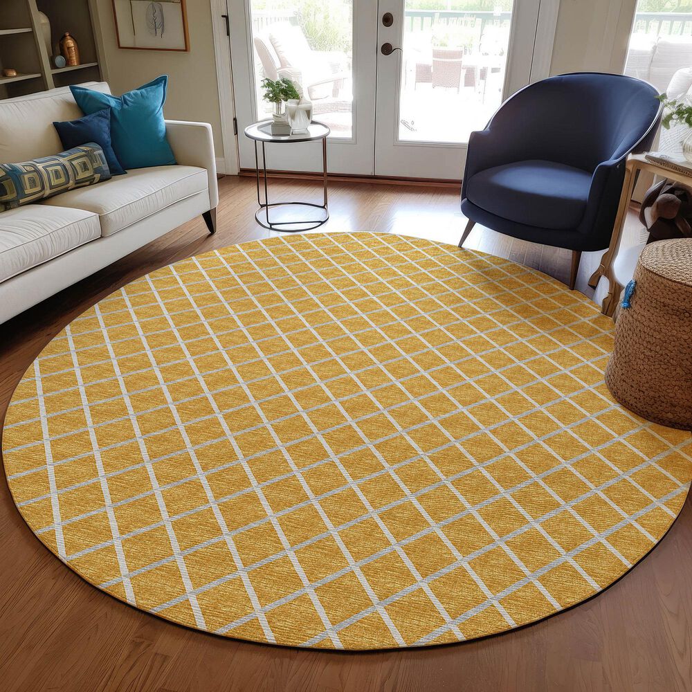 Dalyn Rug Company York 8&#39; Round Gold Indoor/Outdoor Area Rug, , large