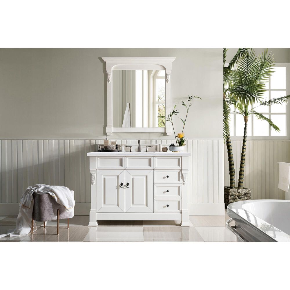 James Martin Brookfield 48&quot; Single Bathroom Vanity in Bright White with 3 cm Arctic Fall Solid Surface Top and Rectangle Sink, , large