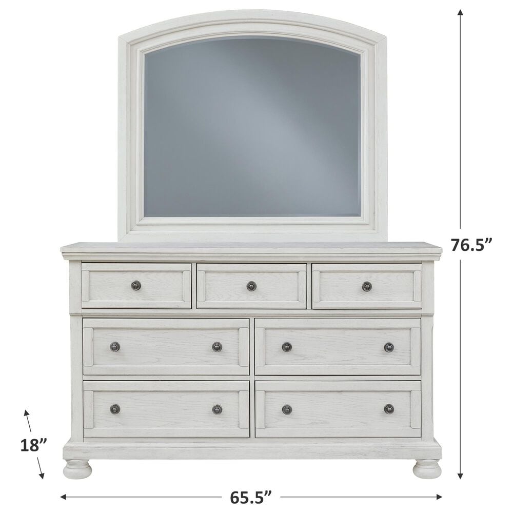 Signature Design by Ashley Robbinsdale 7 Drawer Dresser with Mirror in Antique White, , large