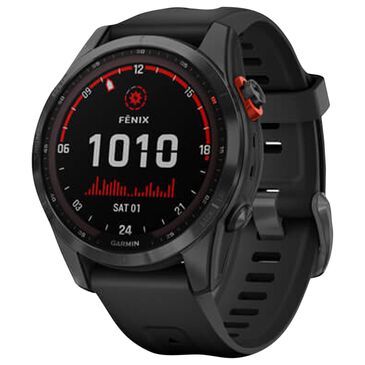 Garmin Fenix 7S Solar Edition GPS Smartwatch 42mm Slate Gray Case with Black Band, , large