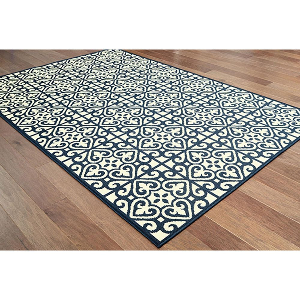 Oriental Weavers Marina 5927B 3&#39;7&quot; x 5&#39;6&quot; Ivory and Navy Area Rug, , large