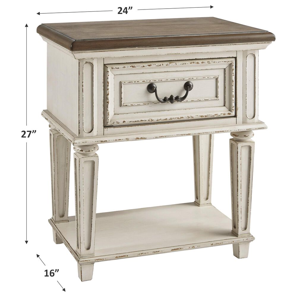 Signature Design by Ashley Realyn 1 Drawer Nightstand in Chipped White and Brown, , large