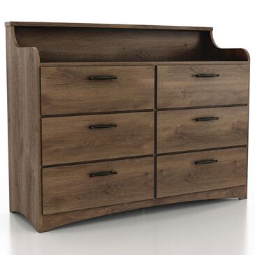 Furniture of America Kingsley 6-Drawer Dresser in Distressed Walnut, , large
