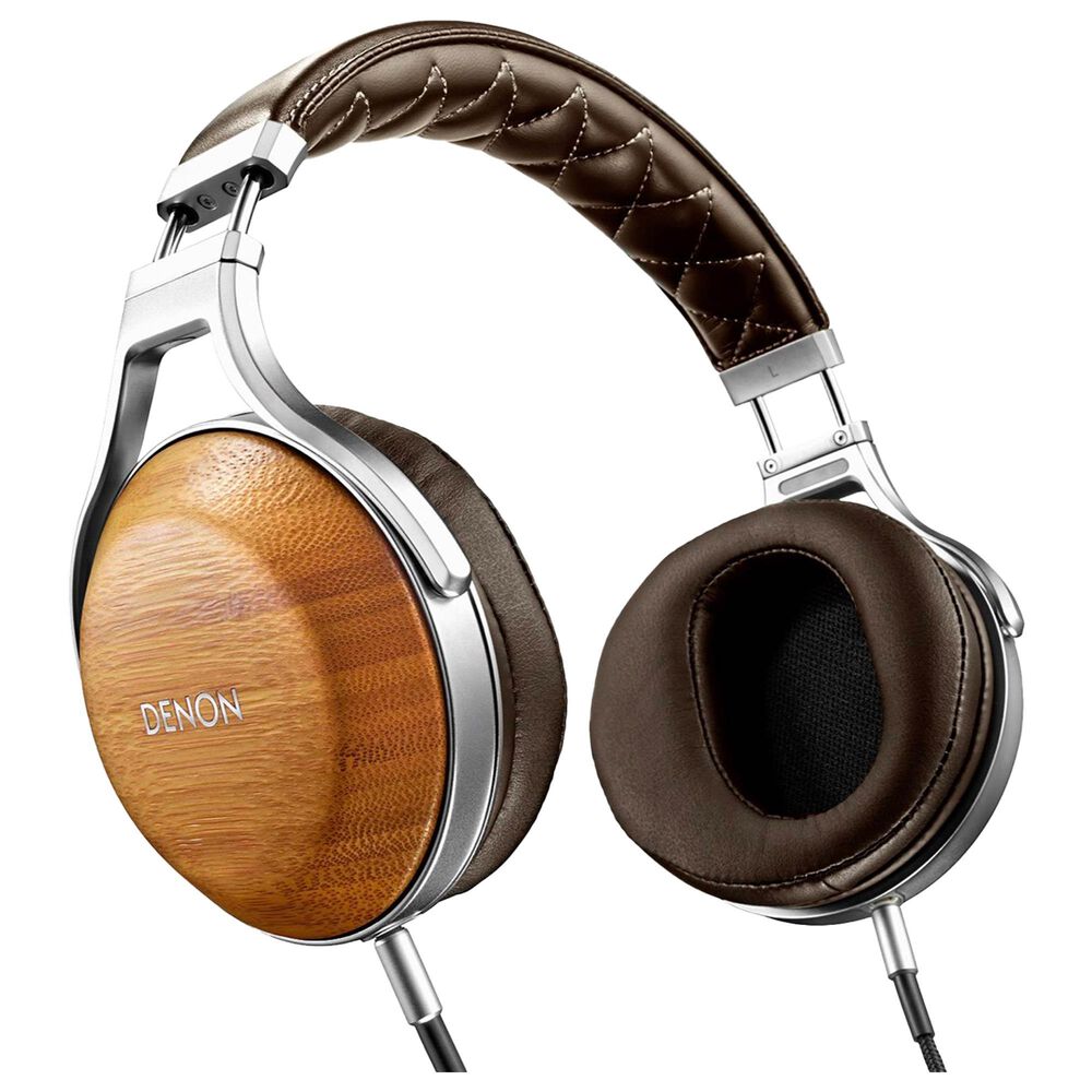 Denon Flagship Hi-Fi Japanese Bamboo Over-the-Ear Headphones in Brown, , large