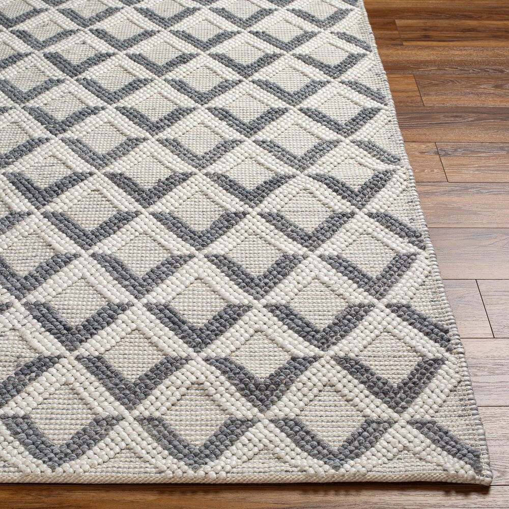 Surya Daffodil Geometric 2&#39;6&quot; x 8&#39; Light Grey and Natural Runner, , large