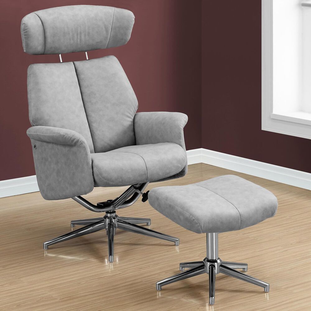 Monarch Specialties Retro Modern Swivel Recliner Chair And Ottoman