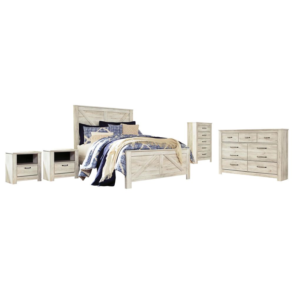 Signature Design By Ashley Bellaby 5 Piece Queen Panel Bedroom Set In Whitewash Nebraska 