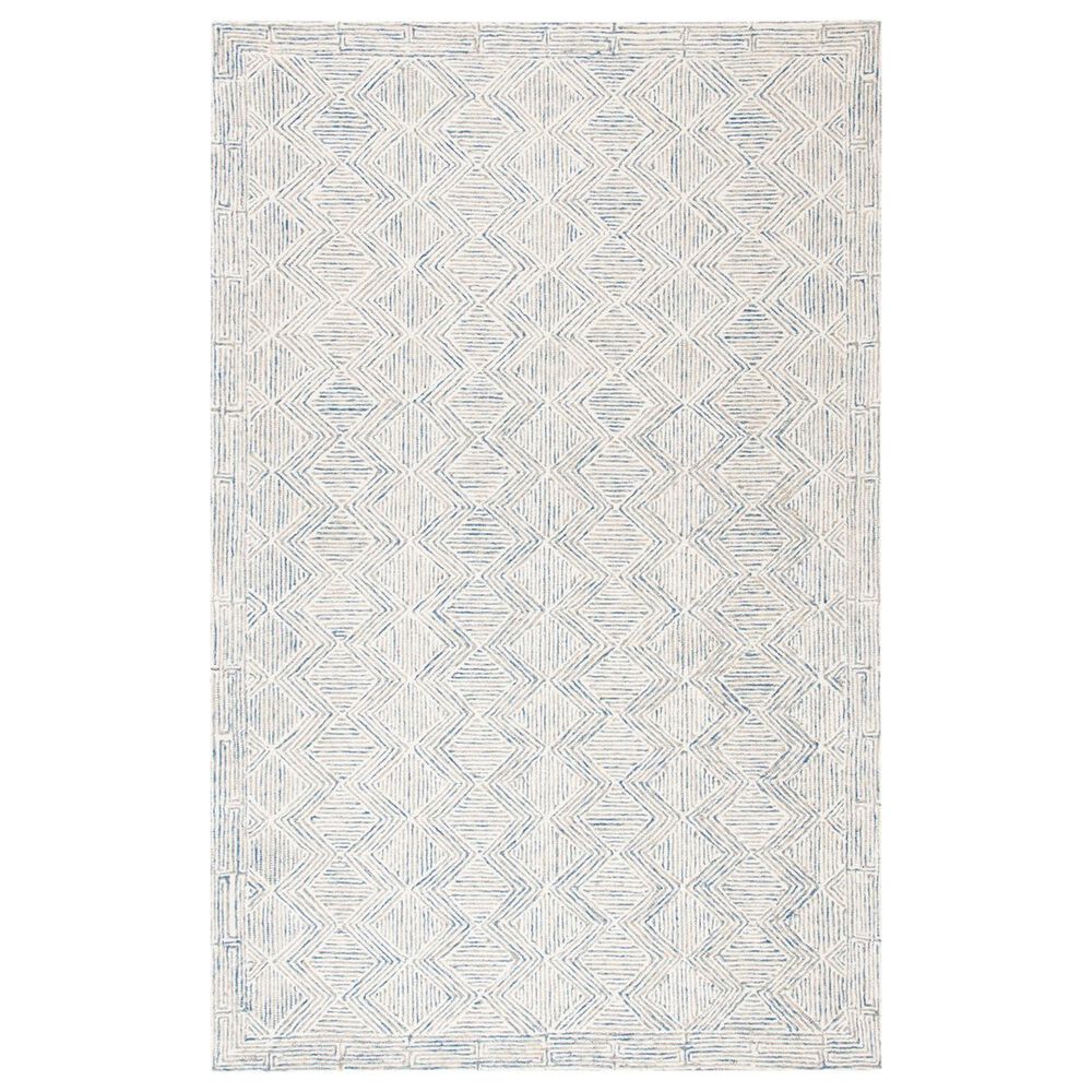 Safavieh Micro-Loop MLP538M 6" x 9" Blue and Ivory Area Rug, , large