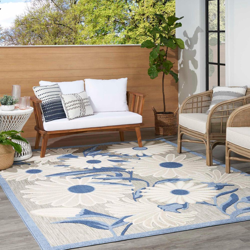 Nourison Aloha ALH33 7&#39; x 10&#39; Blue and Grey Indoor/Outdoor Area Rug, , large