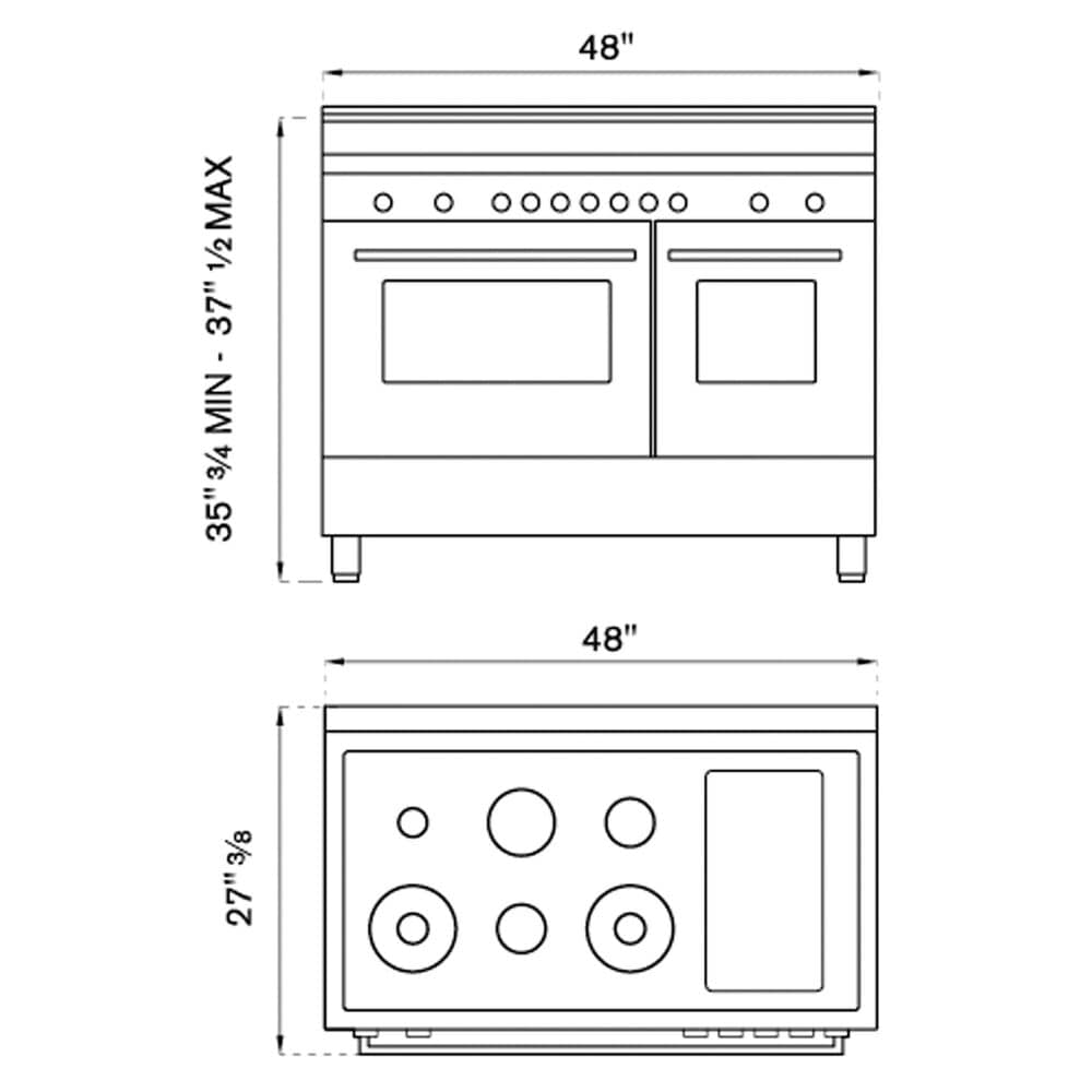 Bertazzoni 48&quot; Professional Dual Fuel Range in Stainless Steel, , large