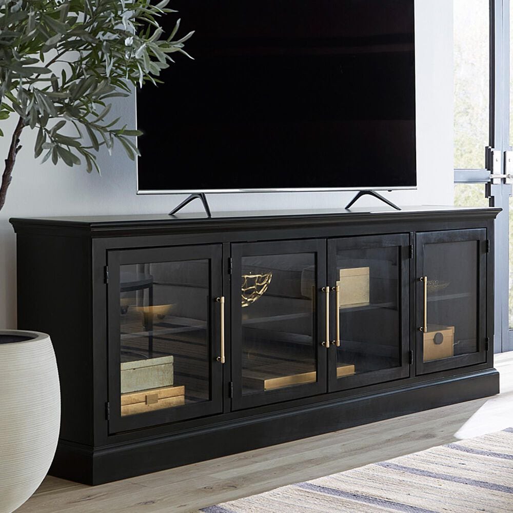 Riva Ridge Byron 84&quot; TV Console with 4 Doors in Black, , large