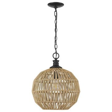 Golden Lighting Florence Mini Pendant with Natural Rope in Matte Black, , large