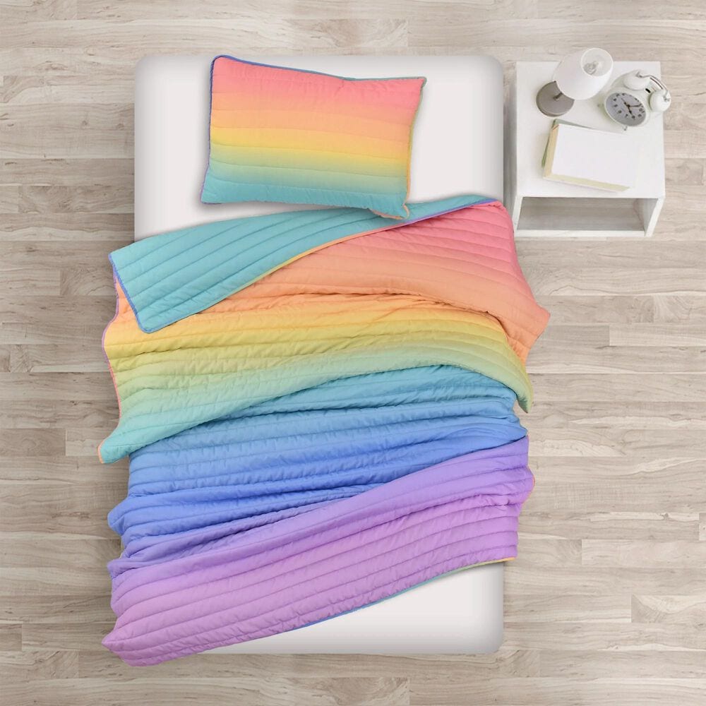 Triangle Home Fashions 2-Piece Twin/Twin XL Quilt Set in Rainbow Ombre, , large