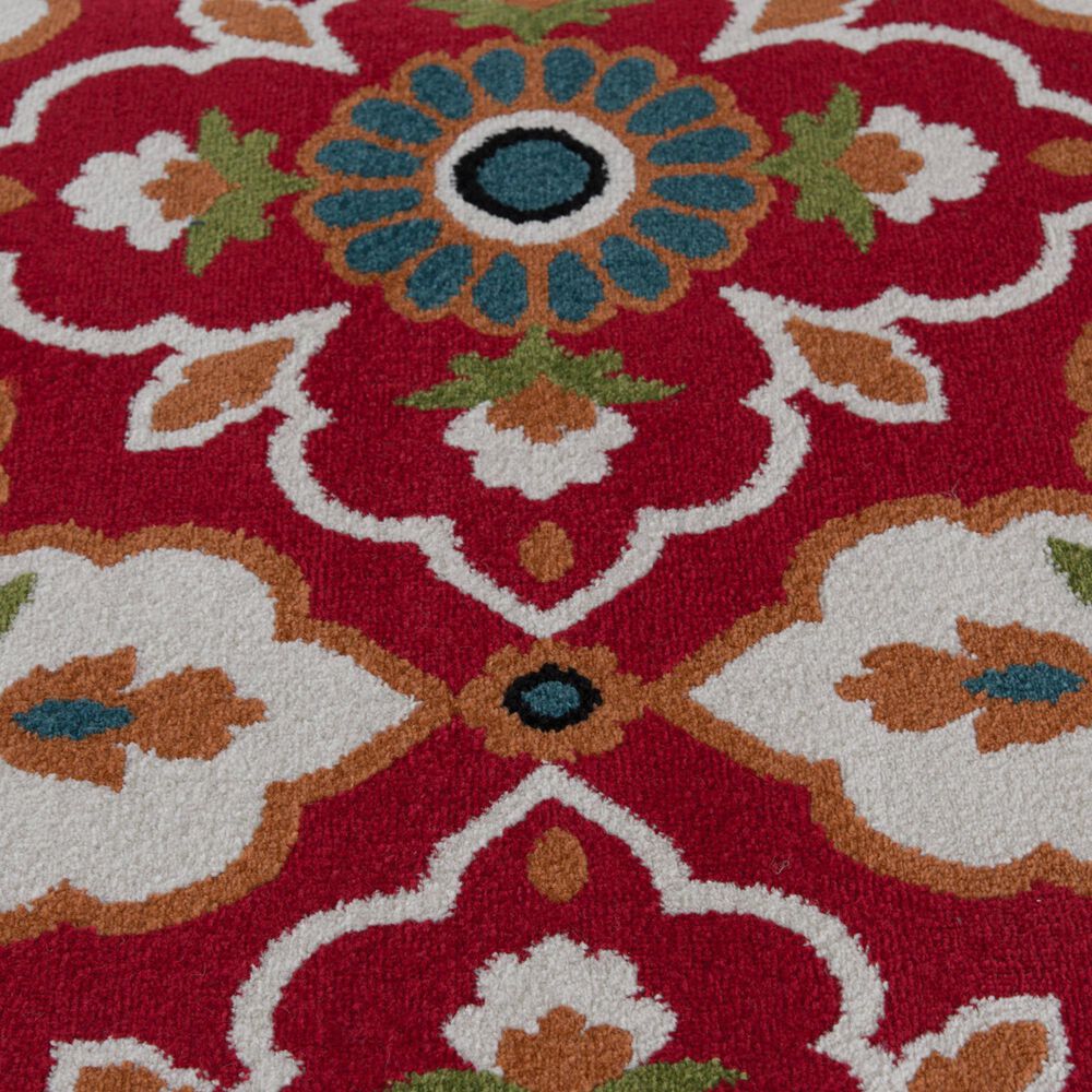 Central Oriental Terrace Tropic Bluffton 9&#39;10&quot; x 12&#39;10&quot; Coral and Snow Area Rug, , large