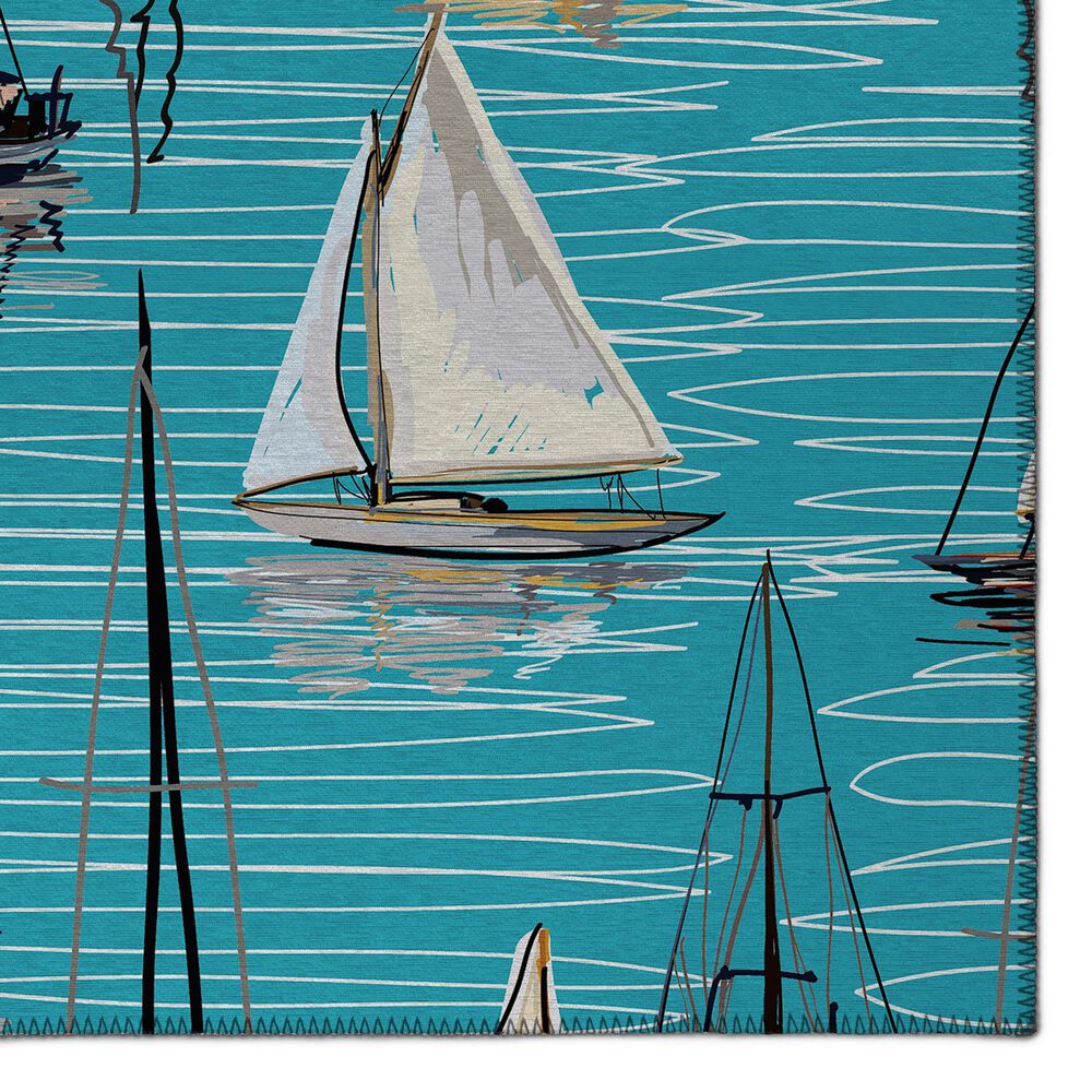 Dalyn Rug Company Harbor 2&#39;3&quot; x 7&#39;6&quot; Teal Indoor/Outdoor Runner, , large