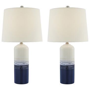 Lite Source Heaton Table Lamp in Navy and White (Set of 2), , large