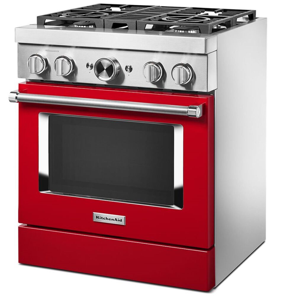 KitchenAid 30&quot; Professional Smart Dual Fuel Range in Passion Red, , large