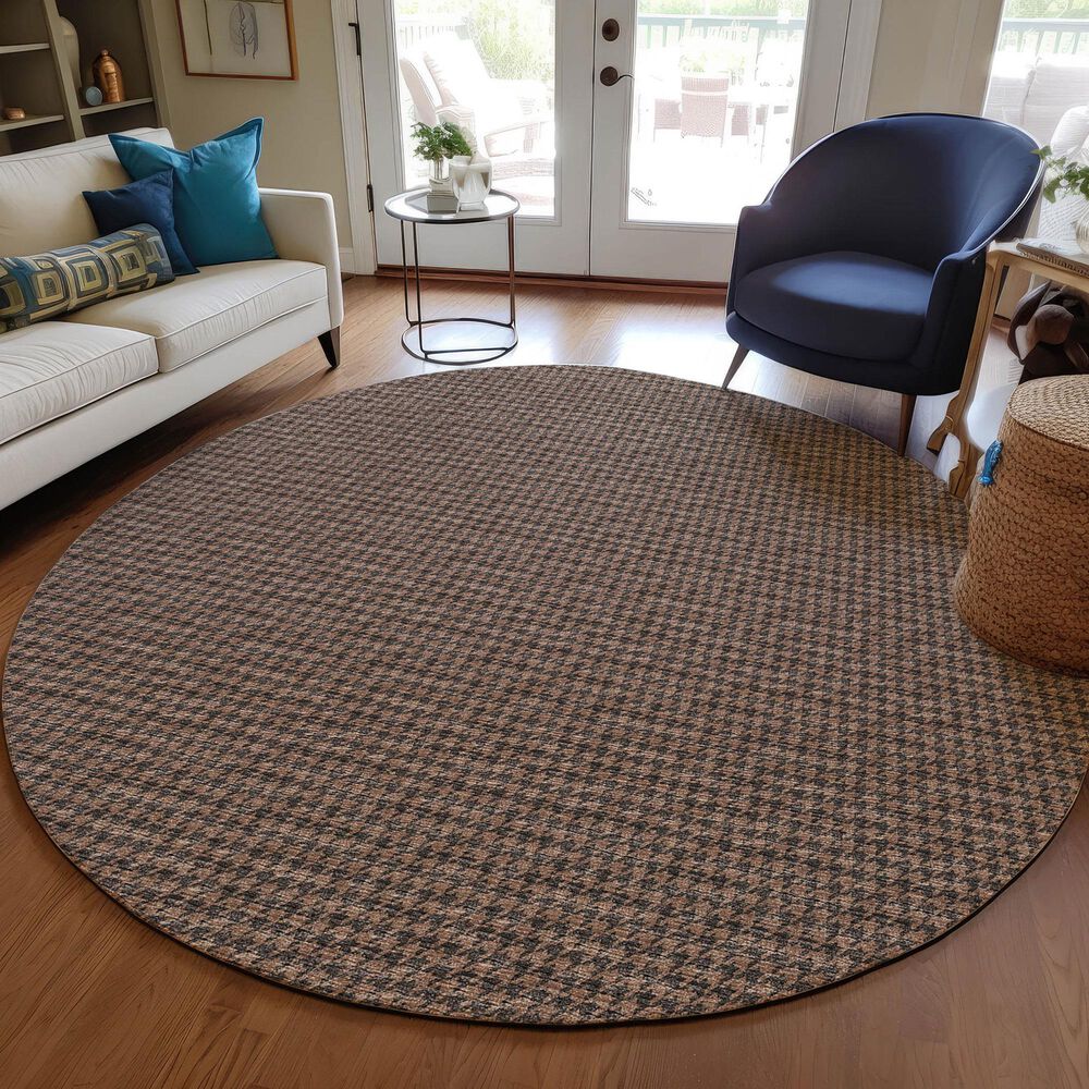 Dalyn Rug Company Hinton 4&#39; Round Chocolate Indoor/Outdoor Area Rug, , large