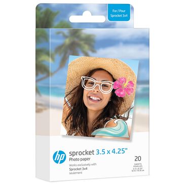 HP Sprocket 3.5" x 4.25" Zink Sticky backed Photo Paper (20 Pack) in White, , large
