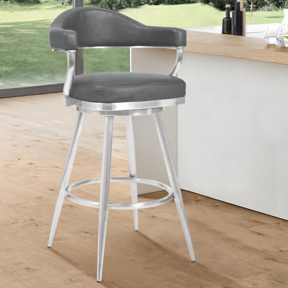 Blue River Justin 30&quot; Swivel Barstool in Stainless Steel, , large