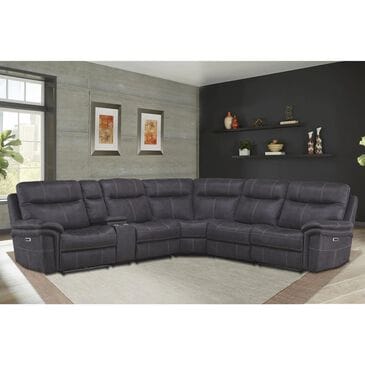 Simeon Collection Mason 6-Piece Power Reclining Sectional with Headrest in Charcoal, , large