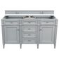 James Martin Brittany 60" Double Bathroom Vanity in Urban Gray with 3 cm Eternal Jasmine Pearl Quartz Top, , large