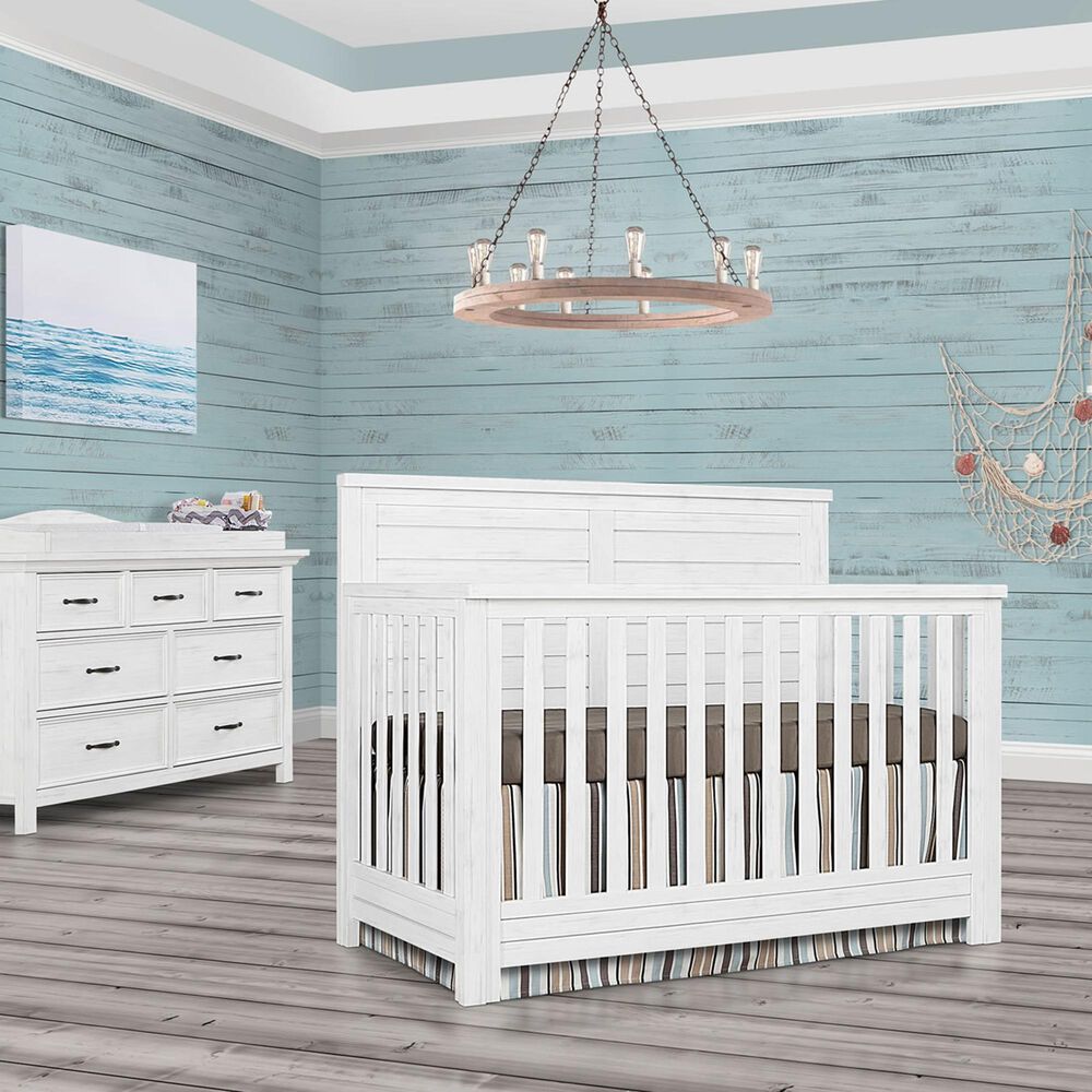 Evolur Belmar Flat Top 5-In-1 Crib in Weathered White, , large